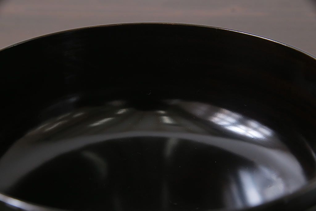 アンティーク雑貨　和製アンティーク　波千鳥が描かれた木製菓子器(菓子入れ)