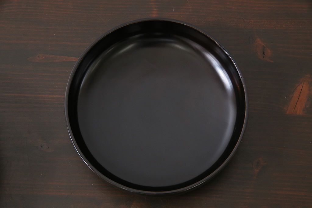 アンティーク雑貨　和製アンティーク　波千鳥が描かれた木製菓子器(菓子入れ)