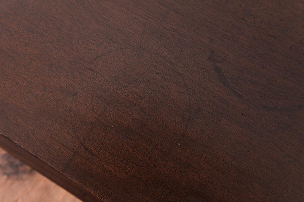 アンティーク家具　和製アンティーク　栃の木・ケヤキ材　力強い杢目が目を引く置き床(ローボード、飾り台)