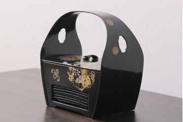 アンティーク雑貨　和製アンティーク　昭和初期　金彩・螺鈿　木製漆器菓子器(菓子入れ、銘々皿)