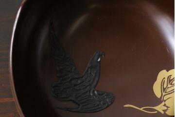 和製アンティーク　花鳥図　金彩が鮮やかな木製漆器小鉢(向付、小皿、和食器)(1)