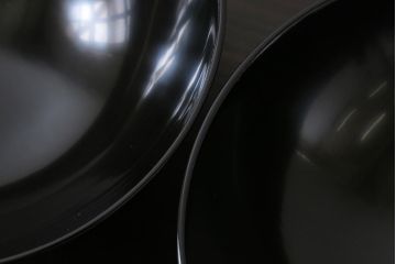アンティーク雑貨　和製アンティーク　葵の葉紋　高級感漂う木製お椀(漆器、和食器)3客セット