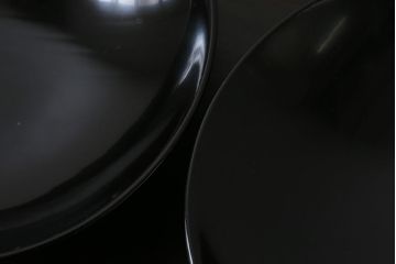アンティーク雑貨　和製アンティーク　葵の葉紋　高級感漂う木製お椀(漆器、和食器)3客セット