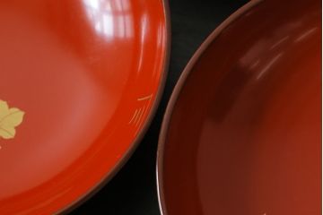 アンティーク雑貨　和製アンティーク　瓢箪の図　シックな雰囲気の木製お椀(漆器、和食器)7客セット