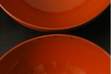 和製アンティーク　色合いが味わい深い木製お椀(漆器、和食器)5客セット