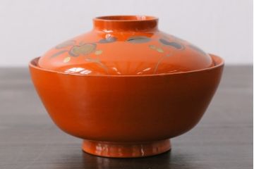 和製アンティーク　色合いが味わい深い木製お椀(漆器、和食器)5客セット
