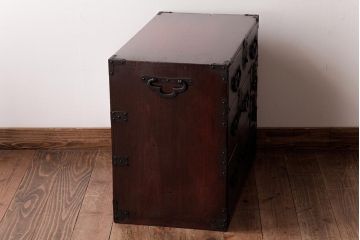 アンティーク家具　和製アンティーク　木瓜型取っ手が目を引く小箪笥(和タンス、引き出し、時代箪笥)