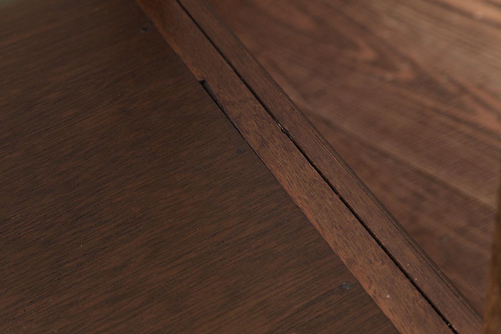 アンティーク家具　和製アンティーク　4面ガラス　上下分かれた扉の縦型ガラスケース(ショーケース、飾り棚、陳列棚)