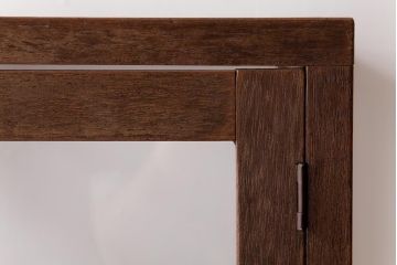 アンティーク家具　和製アンティーク　4面ガラス　上下分かれた扉の縦型ガラスケース(ショーケース、飾り棚、陳列棚)