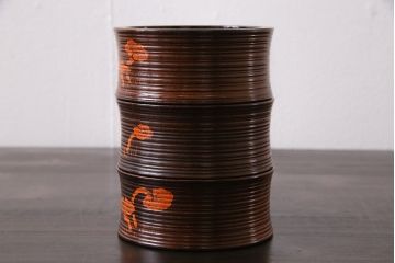 アンティーク雑貨　大正昭和初期　木製漆器　竹をモチーフにした徳利袴3客セット(小物入れ)