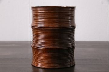 アンティーク雑貨　大正昭和初期　木製漆器　竹をモチーフにした徳利袴3客セット(小物入れ)