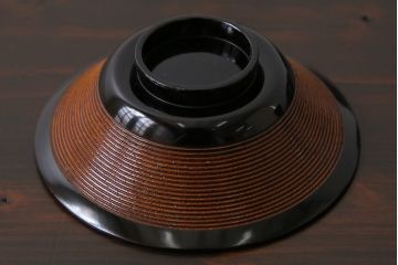 和製アンティーク　モダンな雰囲気が漂う木製糸目椀(蜆椀、漆器、和食器)5客セット