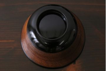 和製アンティーク　モダンな雰囲気が漂う木製糸目椀(蜆椀、漆器、和食器)5客セット