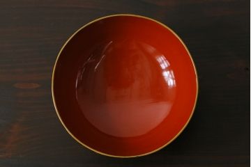 和製アンティーク　鉄錆蒔絵　赤富士の図　和モダンな蓋付椀(漆器)4客セット