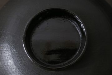 和製アンティーク　鉄錆蒔絵　赤富士の図　和モダンな蓋付椀(漆器)4客セット