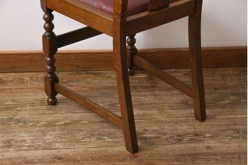 アンティーク家具　イギリスアンティーク　ボビンレッグ　優雅さと格好良さが織り交ざるオーク材製ダイニングチェア(椅子)(1)
