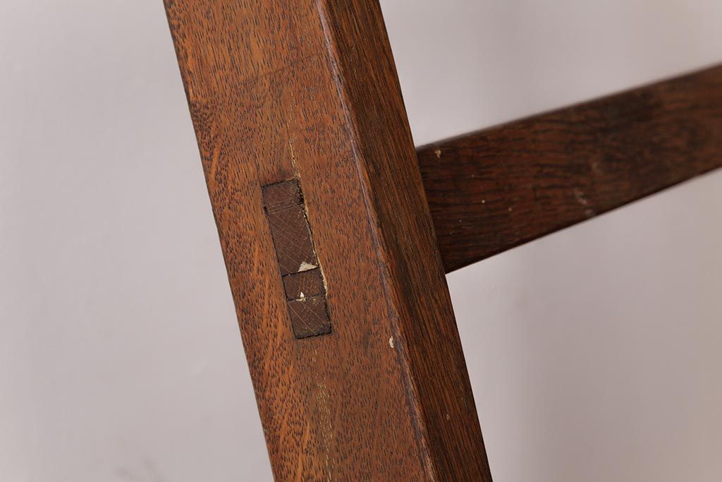 アンティーク雑貨　昭和レトロ　ナラ材　古い木の質感が味わい深いラダー(梯子、はしご)(2)