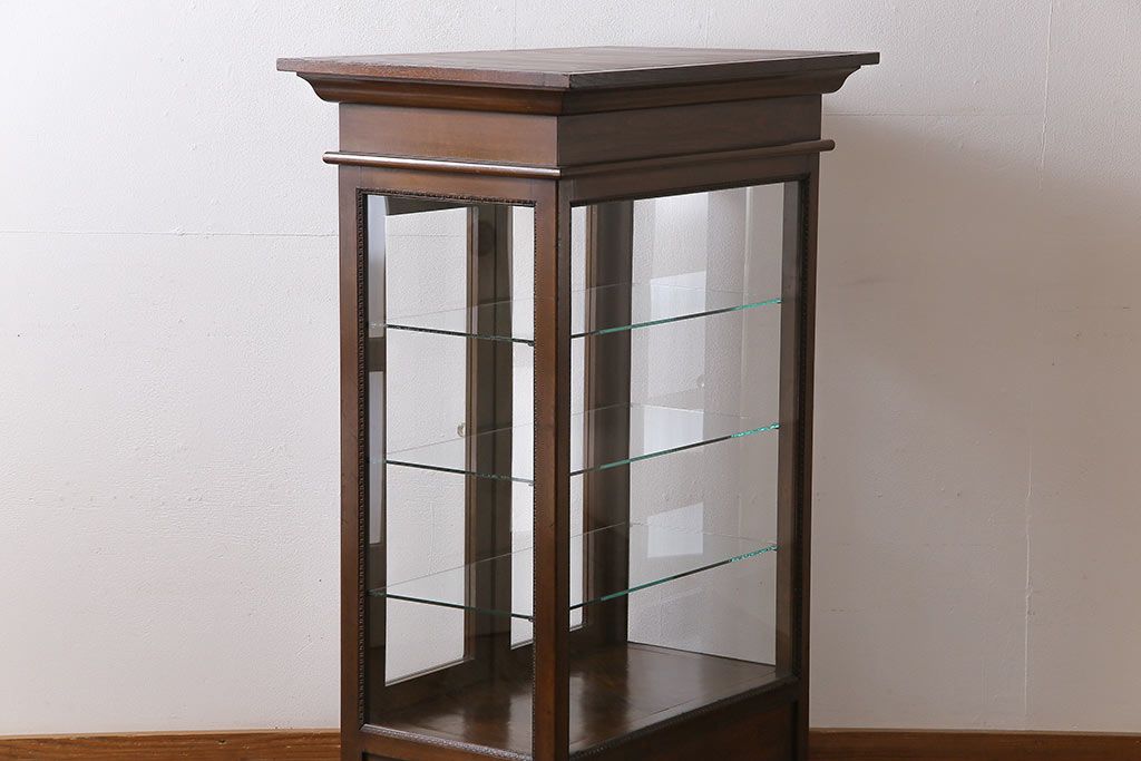 アンティーク家具　和製アンティーク　樺材　大正ロマン香る縦型ガラスケース(ショーケース、キャビネット、収納棚)