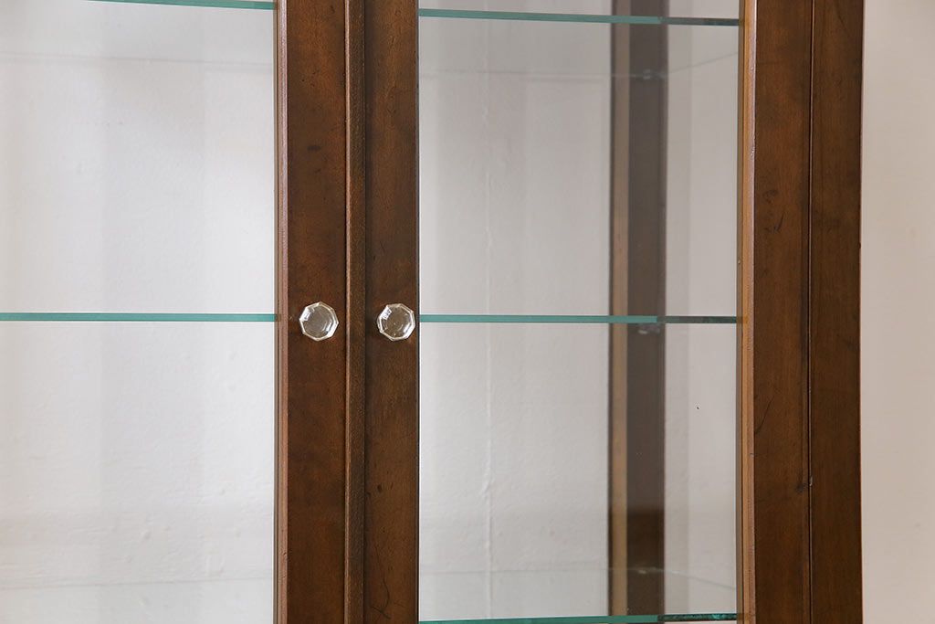 アンティーク家具　和製アンティーク　樺材　大正ロマン香る縦型ガラスケース(ショーケース、キャビネット、収納棚)