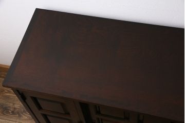 中古　北海道民芸家具　OM175　シックなデザインの玄関棚(サイドボード、下駄箱、戸棚)(定価約27万円)