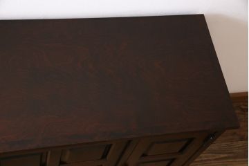 中古　北海道民芸家具　OM175　シックなデザインの玄関棚(サイドボード、下駄箱、戸棚)(定価約27万円)