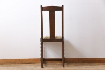 アンティーク家具　イギリスアンティーク　ツイストレッグ　ゴブラン織り　優雅な佇まいのオーク材製ダイニングチェア(椅子)(1)