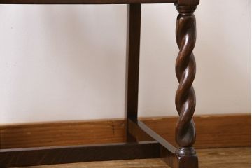 アンティーク家具　イギリスアンティーク　ツイストレッグ　ゴブラン織り　優雅な佇まいのオーク材製ダイニングチェア(椅子)(3)