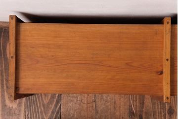 アンティーク雑貨　古民具　ヒノキ材　あたたかな木味のスライド式の扉付き木箱(収納箱)