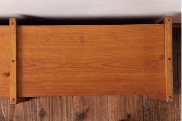 アンティーク雑貨　古民具　ヒノキ材　あたたかな木味のスライド式の扉付き木箱(収納箱)