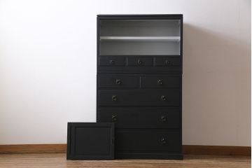 和製アンティーク　ペイント家具　幅狭　シックな雰囲気がお洒落なチェスト(重ね箪笥、収納棚、引き出し)