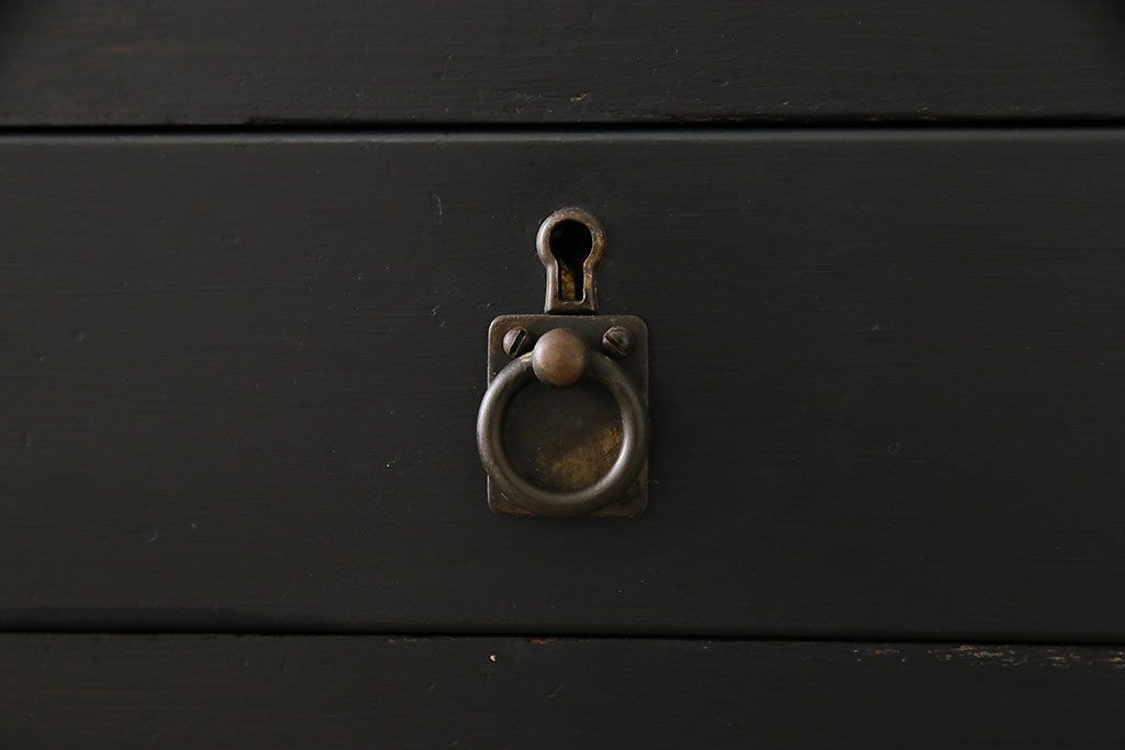 和製アンティーク　ペイント家具　幅狭　シックな雰囲気がお洒落なチェスト(重ね箪笥、収納棚、引き出し)