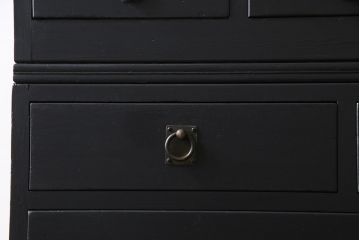 和製アンティーク　ペイント家具　幅狭　シックな雰囲気がお洒落なチェスト(重ね箪笥、収納棚、引き出し)