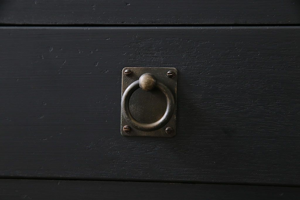 和製アンティーク　ペイント家具　幅狭　シックな雰囲気がお洒落なチェスト(重ね箪笥、収納棚、引き出し)