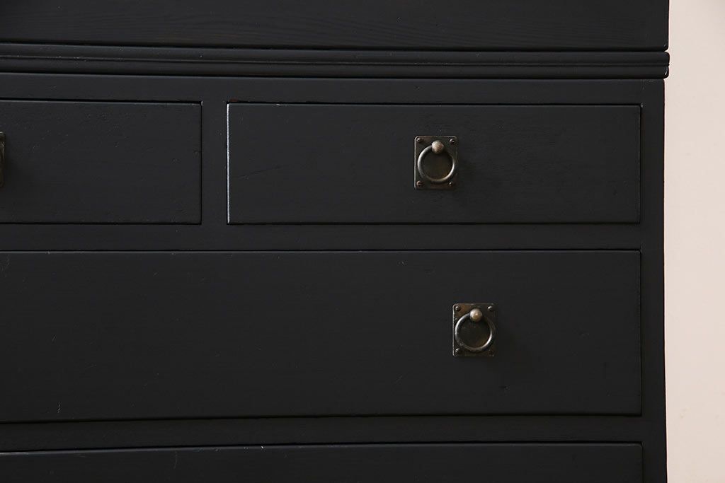 和製アンティーク　ペイント家具　幅狭　シックな雰囲気がお洒落なチェスト(重ね箪笥、収納棚、引き出し)