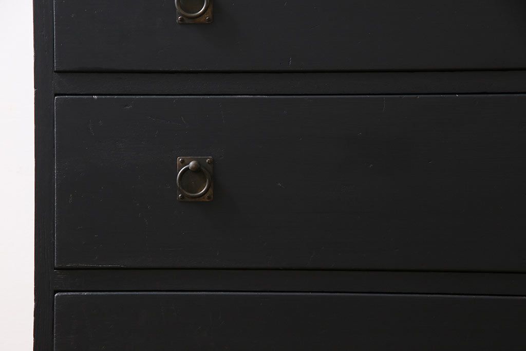 和製アンティーク　ペイント家具　幅狭　シックな雰囲気がお洒落なチェスト(重ね箪笥、収納棚、引き出し)