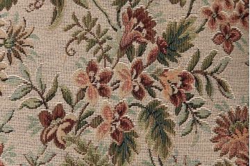 アンティーク家具　フランスアンティーク　パーチ材　シックな花柄の座面のダイニングチェア(ワークチェア、椅子)