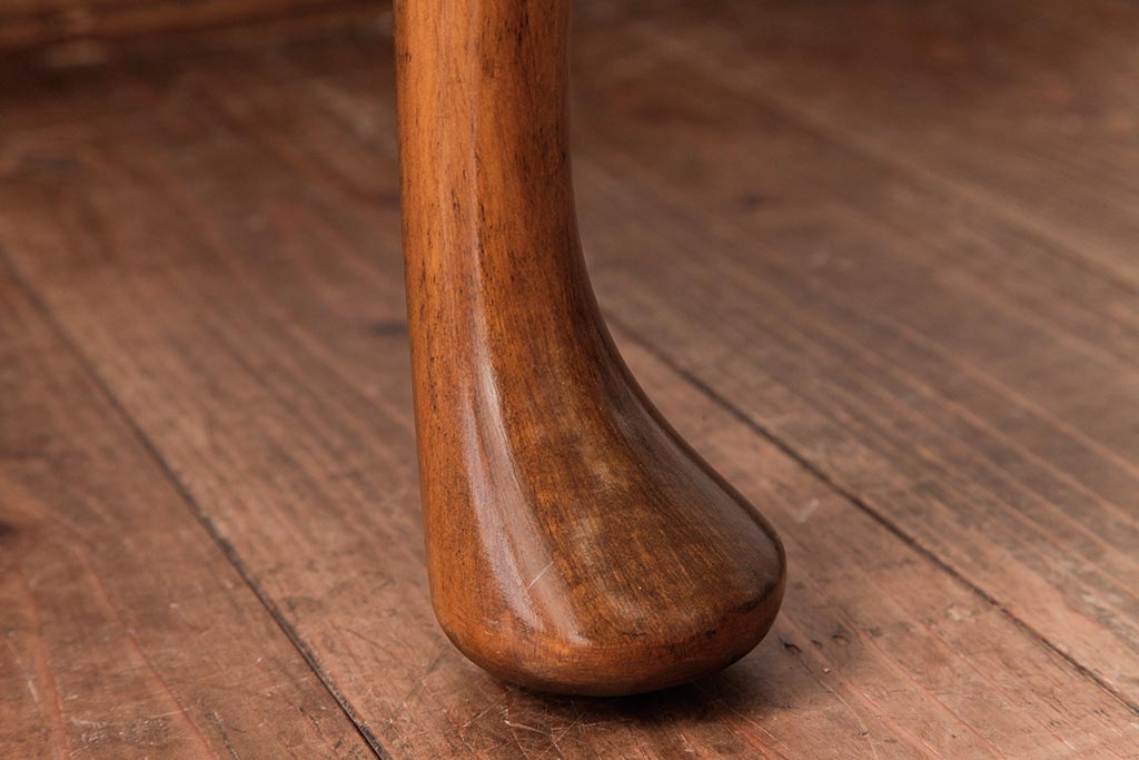 アンティーク家具　フランスアンティーク　パーチ材　シックな花柄の座面のダイニングチェア(ワークチェア、椅子)