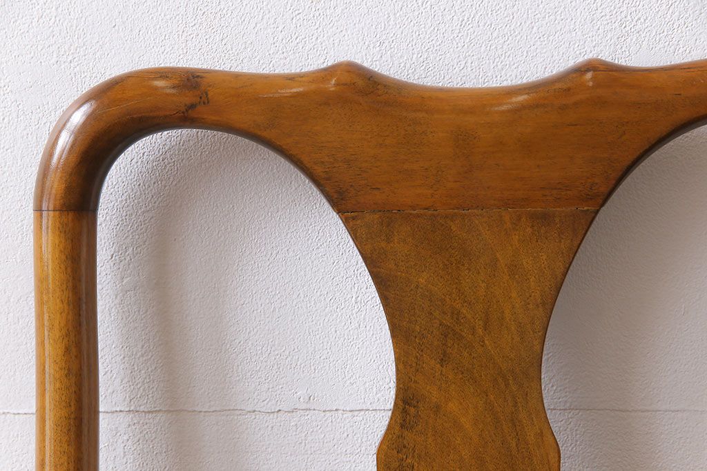 アンティーク家具　フランスアンティーク　バーチ材　シックな花柄の座面のダイニングチェア(ワークチェア、椅子)(1)