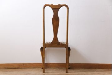 アンティーク家具　フランスアンティーク　バーチ材　シックな花柄の座面のダイニングチェア(ワークチェア、椅子)(1)