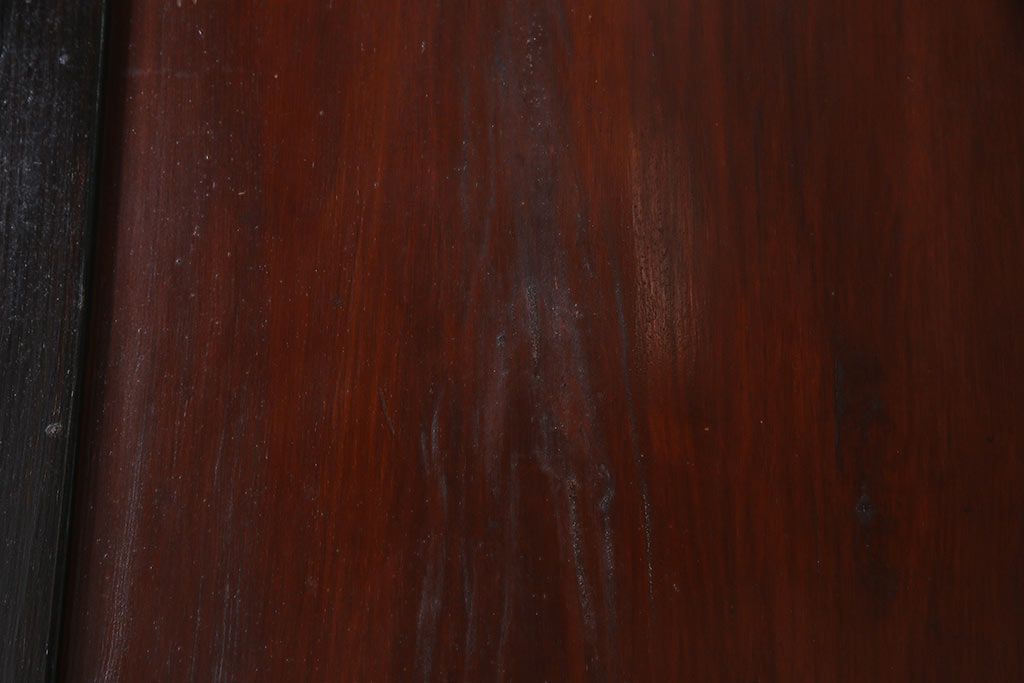 和製アンティーク　ヒノキ材　漆塗り　大振りで存在感のある帯戸(板戸、引き戸、建具)2枚セット(1)