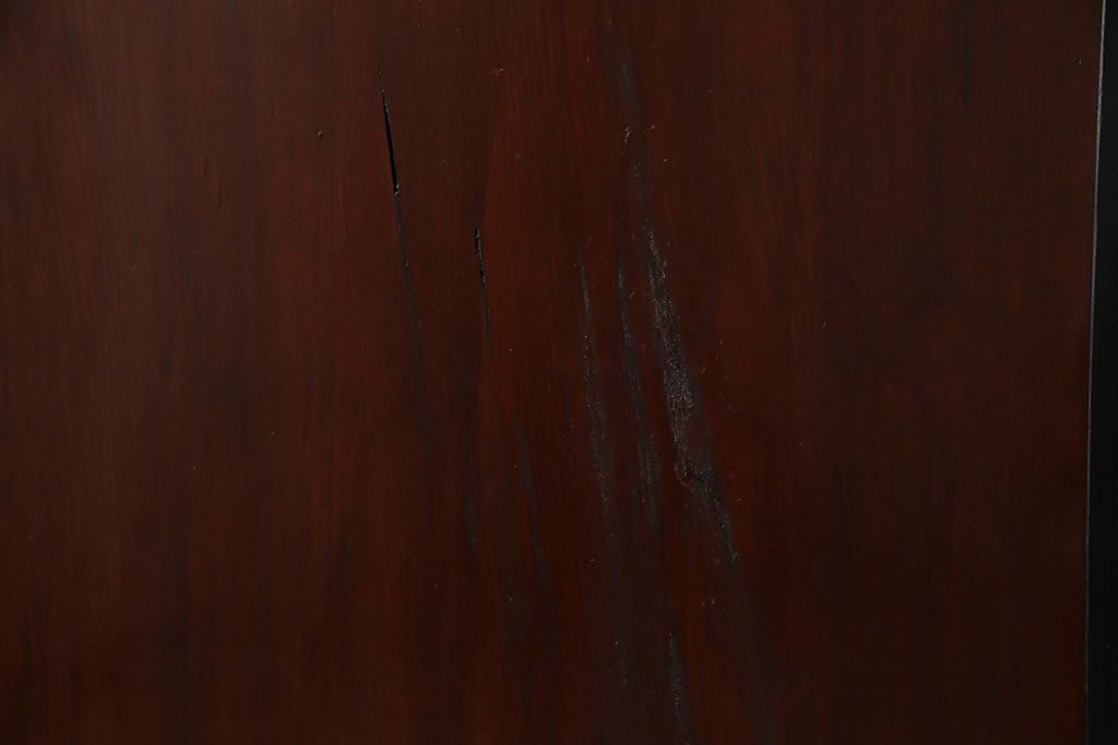 和製アンティーク　ヒノキ材　漆塗り　大振りで存在感のある帯戸(板戸、引き戸、建具)2枚セット(1)