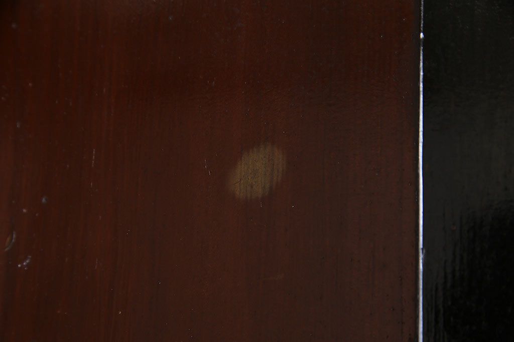 和製アンティーク　ヒノキ材　漆塗り　大振りで存在感のある帯戸(板戸、引き戸、建具)2枚セット(1)