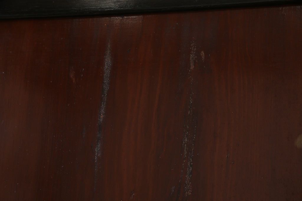 和製アンティーク　ヒノキ材　漆塗り　大振りで存在感のある帯戸(板戸、引き戸、建具)2枚セット(1)