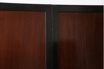 和製アンティーク　ヒノキ材　漆塗り　大振りで存在感のある帯戸(板戸、引き戸、建具)2枚セット(1)