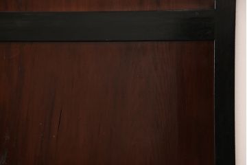 和製アンティーク　ヒノキ材　漆塗り　大振りで存在感のある帯戸(板戸、引き戸、建具)2枚セット(1)