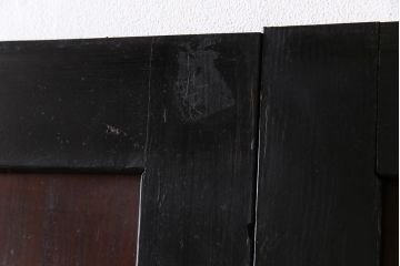 和製アンティーク　ヒノキ材　漆塗り　大振りで存在感のある帯戸(板戸、引き戸、建具)2枚セット(2)