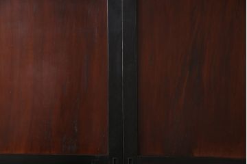 和製アンティーク　ヒノキ材　漆塗り　大振りで存在感のある帯戸(板戸、引き戸、建具)2枚セット(2)