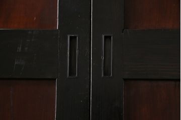 和製アンティーク　ヒノキ材　漆塗り　大振りで存在感のある帯戸(板戸、引き戸、建具)2枚セット(2)