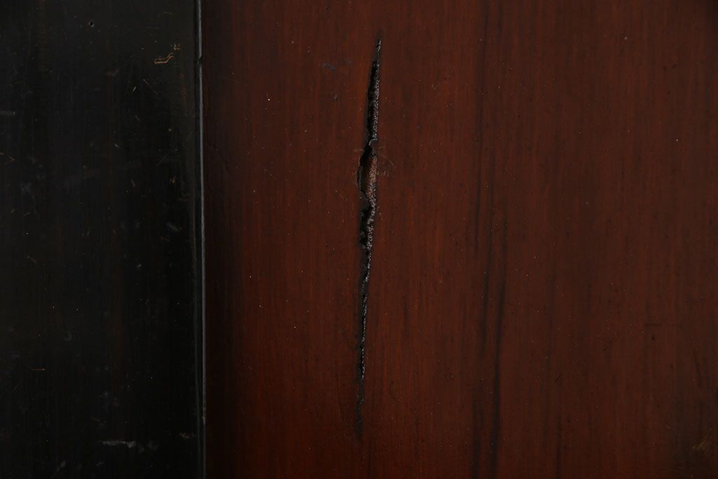 和製アンティーク　ヒノキ材　漆塗り　大振りで存在感のある帯戸(板戸、引き戸、建具)2枚セット(2)