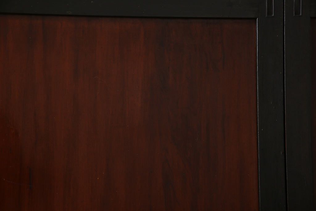 和製アンティーク　ヒノキ材　漆塗り　大振りで存在感のある帯戸(板戸、引き戸、建具)2枚セット(2)